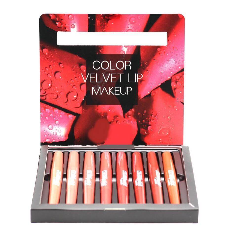 Heng Fang (2 in 1) Multi Color Velvet Lipliner & Lipstick  8 Pcs